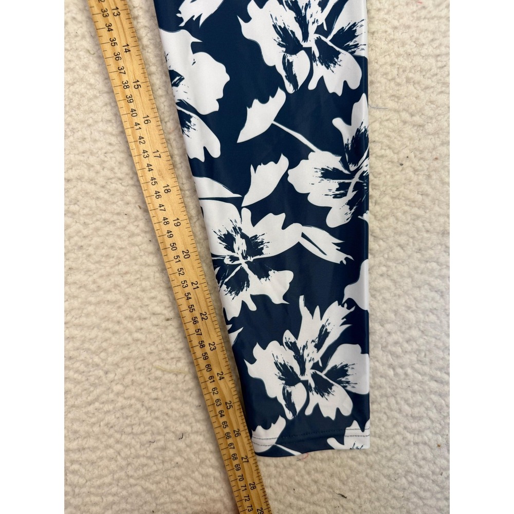 Berry Jane Womens UPF 50 Blue Foral Swim Leggings Pockets Sz L Yoga Activewear - Picture 8 of 8